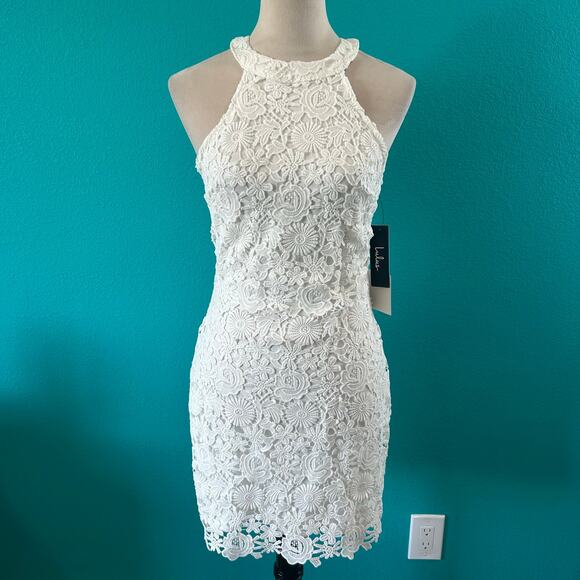NWT Lulus Love Poem Ivory Lace Mini Dress Party Cocktail Bodycon Womens Size S - Picture 3 of 9